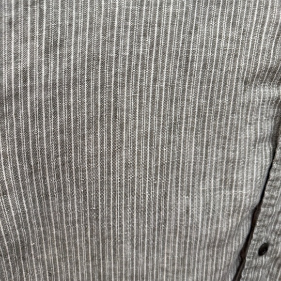 Eddie Bauer Mens Linen Button Down Shirt Olive Stripe XL - Picture 7 of 8